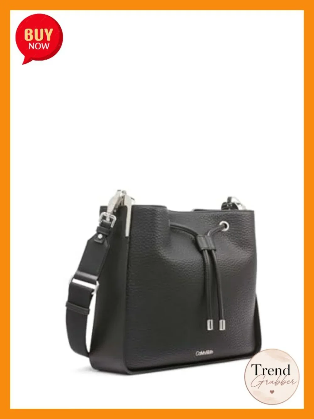 Calvin Klein Fay Drawstring Hobo Handbag Vegan Leather Shoulder Bag